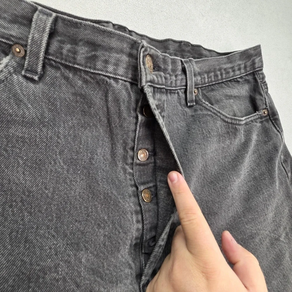 Vintage Levis 501 Jeans Mens Charcoal Straight Button Fly USA 90s Fits 38x27 - Picture 12 of 16